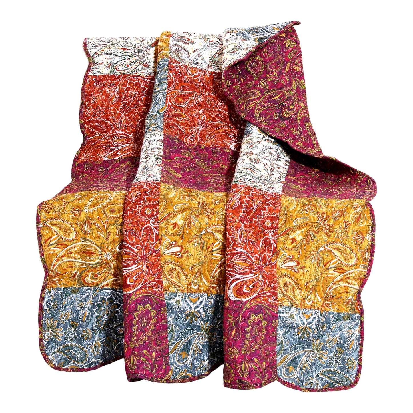 PaisleyDreams Quilted Cotton Throw Blanket - Spice Comfort Edition
