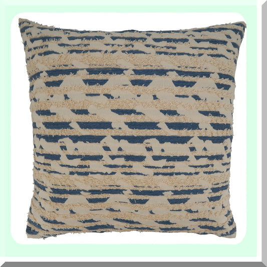 Blue Wave Print 22" Pillow Cover - Textured Decorative Cushion Case for Sofa, Couch, Bed - Soft Cotton Fabric with Vibrant Design - Home Decor Accent