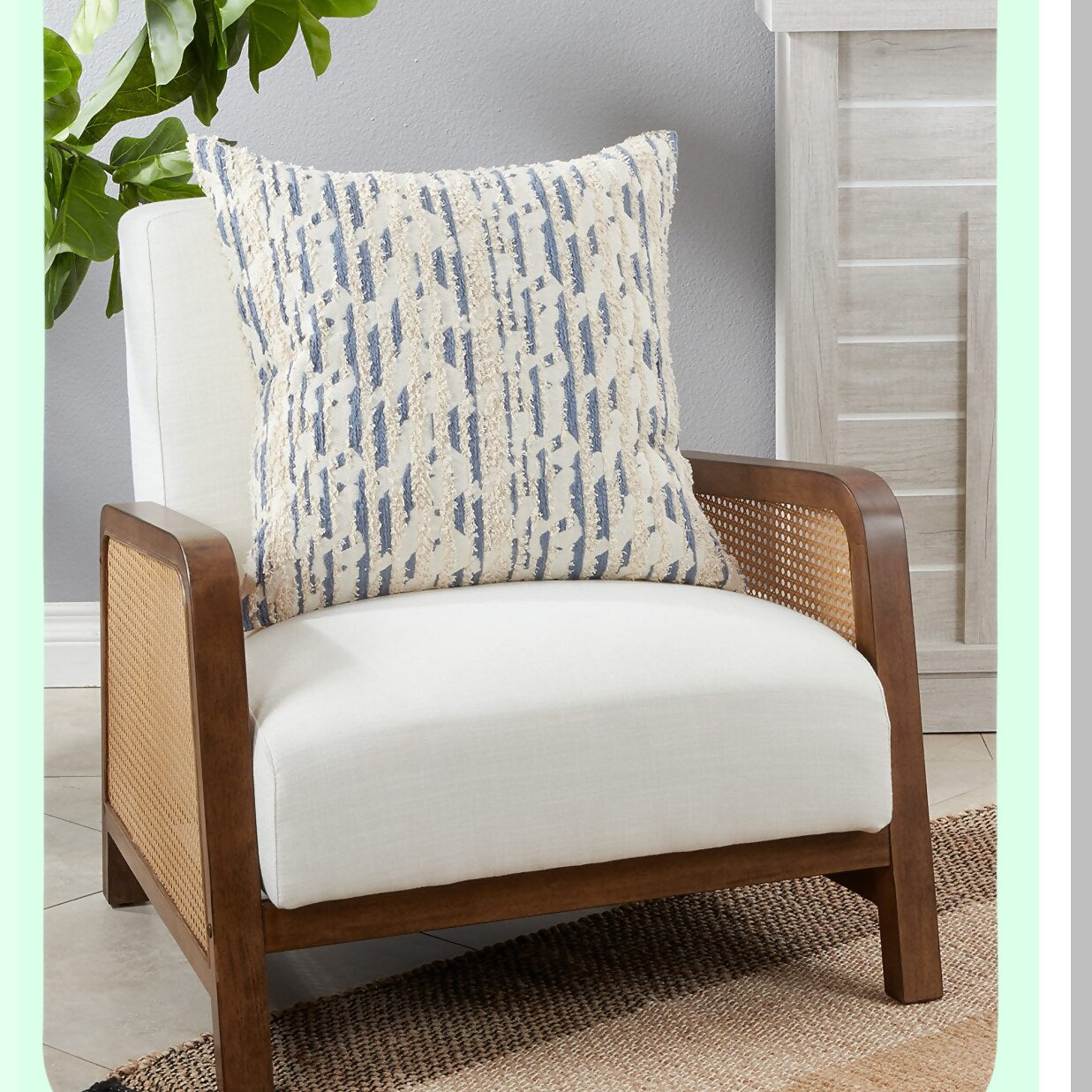 Blue Wave Print 22" Pillow Cover - Textured Decorative Cushion Case for Sofa, Couch, Bed - Soft Cotton Fabric with Vibrant Design - Home Decor Accent