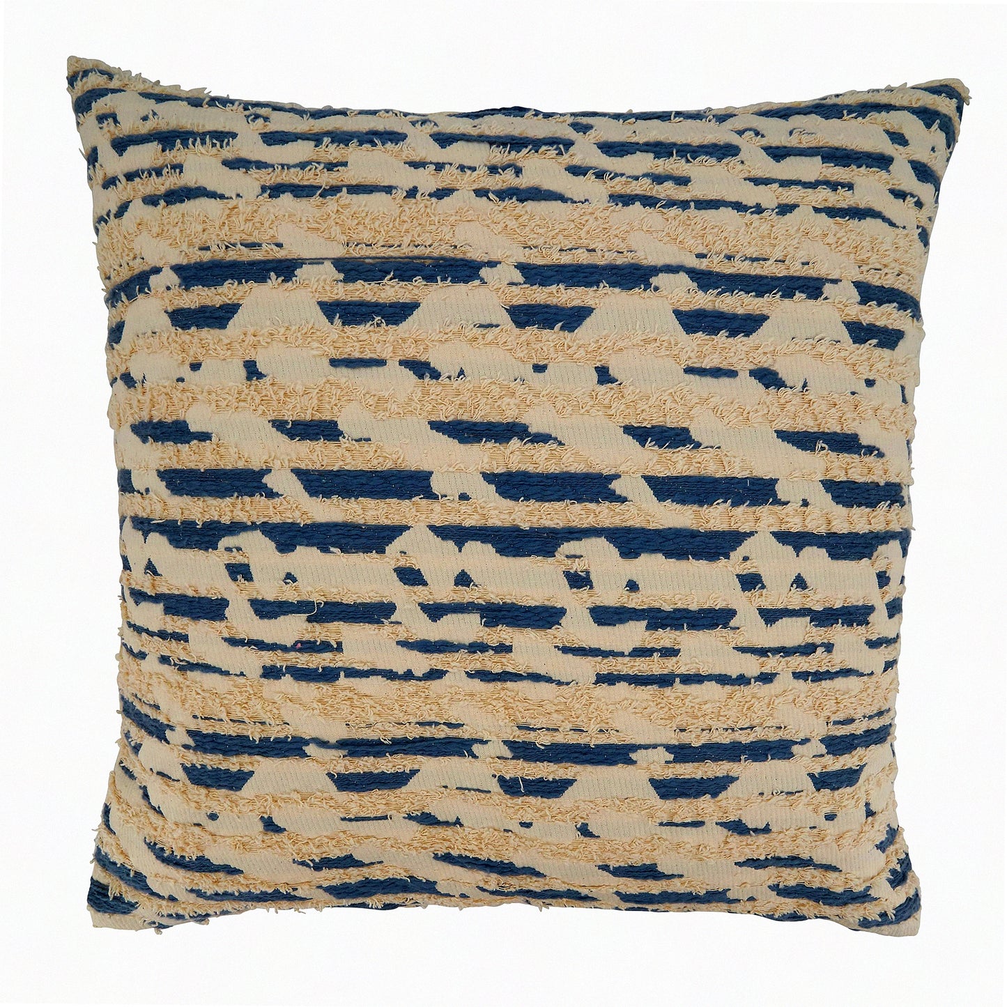Blue Wave Print 22" Pillow Cover - Textured Decorative Cushion Case for Sofa, Couch, Bed - Soft Cotton Fabric with Vibrant Design - Home Decor Accent