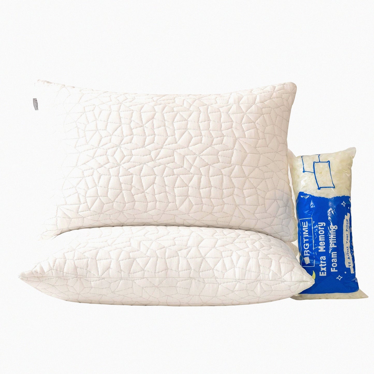 CoolDream Adjustable Memory Foam Pillows - Queen Size Set of 2 for Side Back Stomach Sleepers. Comfy Cooling Pillows with Washable Cover.