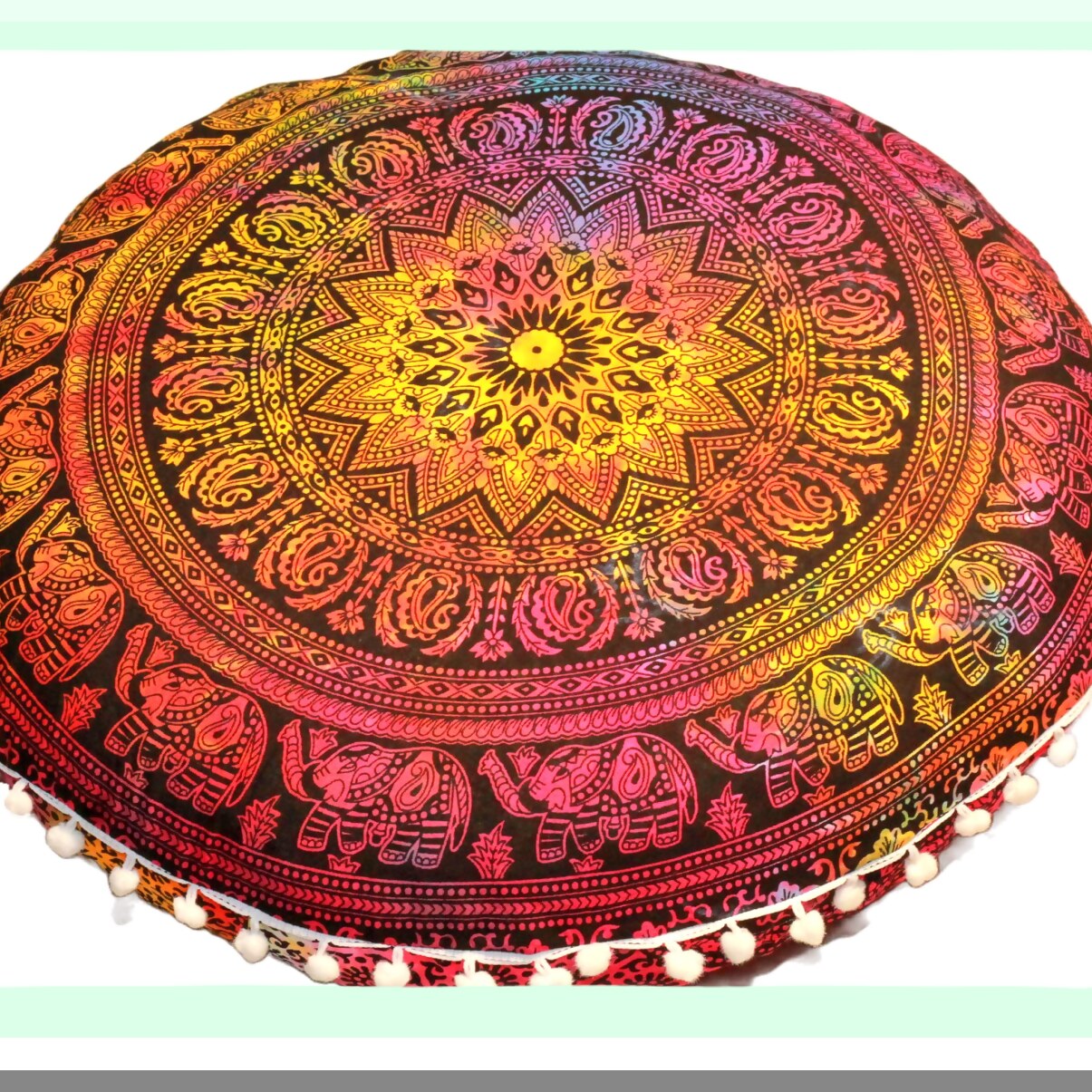 Round Zen Floor Cushion Ottoman Cover - Meditation Seating Pouf Pillow Case for Large Round Seat, Throw Cover for Room Furniture - Multi 4 Fool 32"