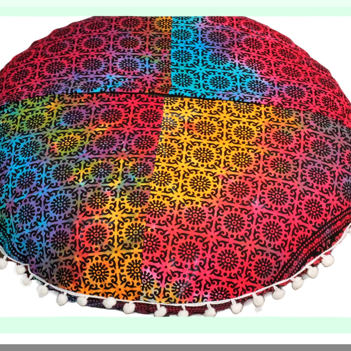 Round Zen Floor Cushion Ottoman Cover - Meditation Seating Pouf Pillow Case for Large Round Seat, Throw Cover for Room Furniture - Multi 4 Fool 32"