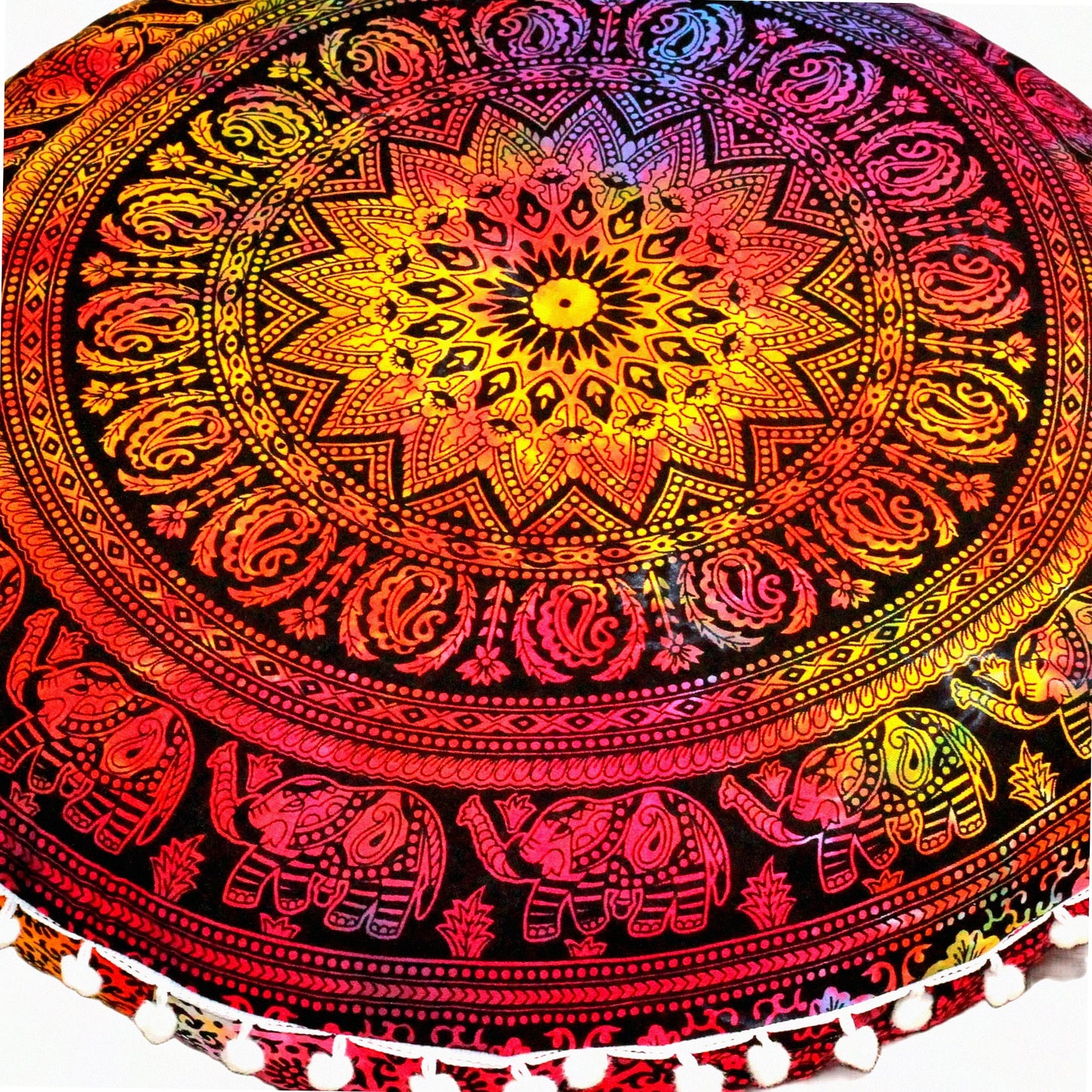 Round Zen Floor Cushion Ottoman Cover - Meditation Seating Pouf Pillow Case for Large Round Seat, Throw Cover for Room Furniture - Multi 4 Fool 32"