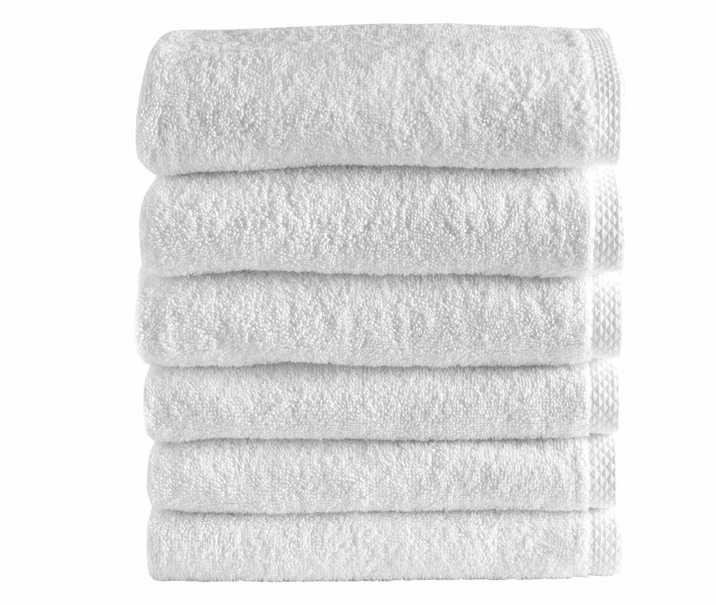 6-Piece White Cotton Hand Towels 16x28 Inches
