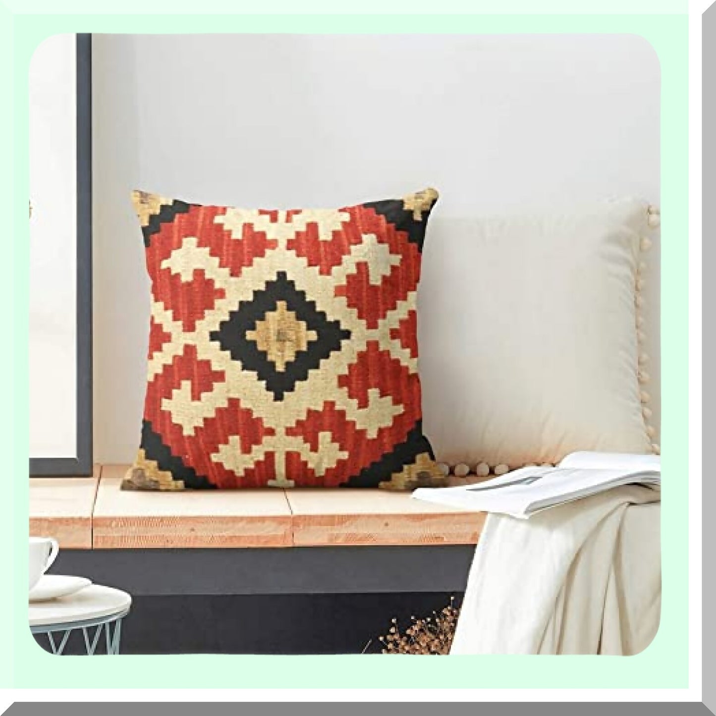 Geometric Southwest Throw Pillow Set - Tribal Vintage Cotton Linen Decor Case Cover, 18x18 in, Pack of 4 - Indoor Western Patterns