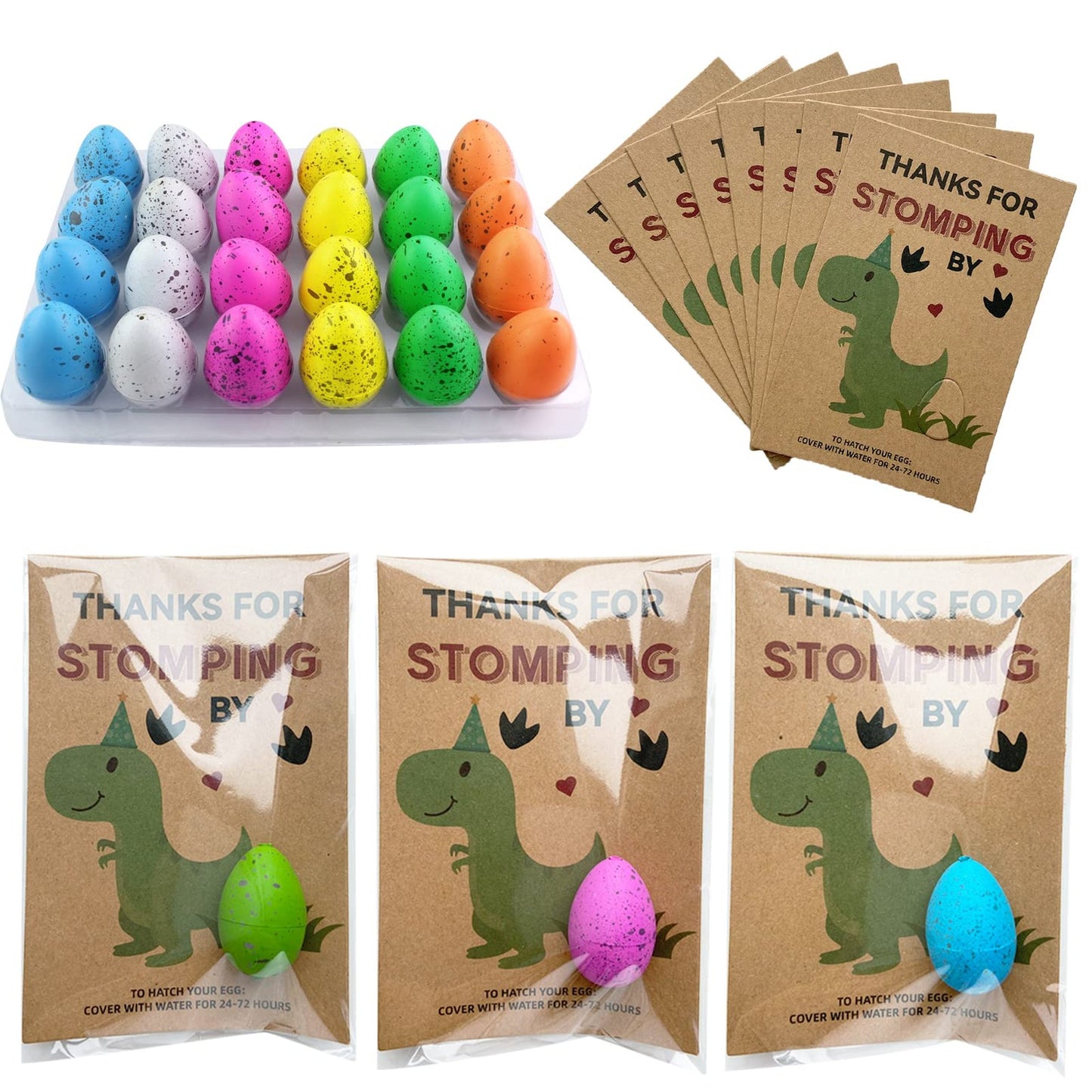 Dino Egg Hatch Party Pack - 24 Fun Dinosaur Birthday Favors & Decorations for Kids! Perfect for Boys, Girls, and Toddlers at any Birthday Party!