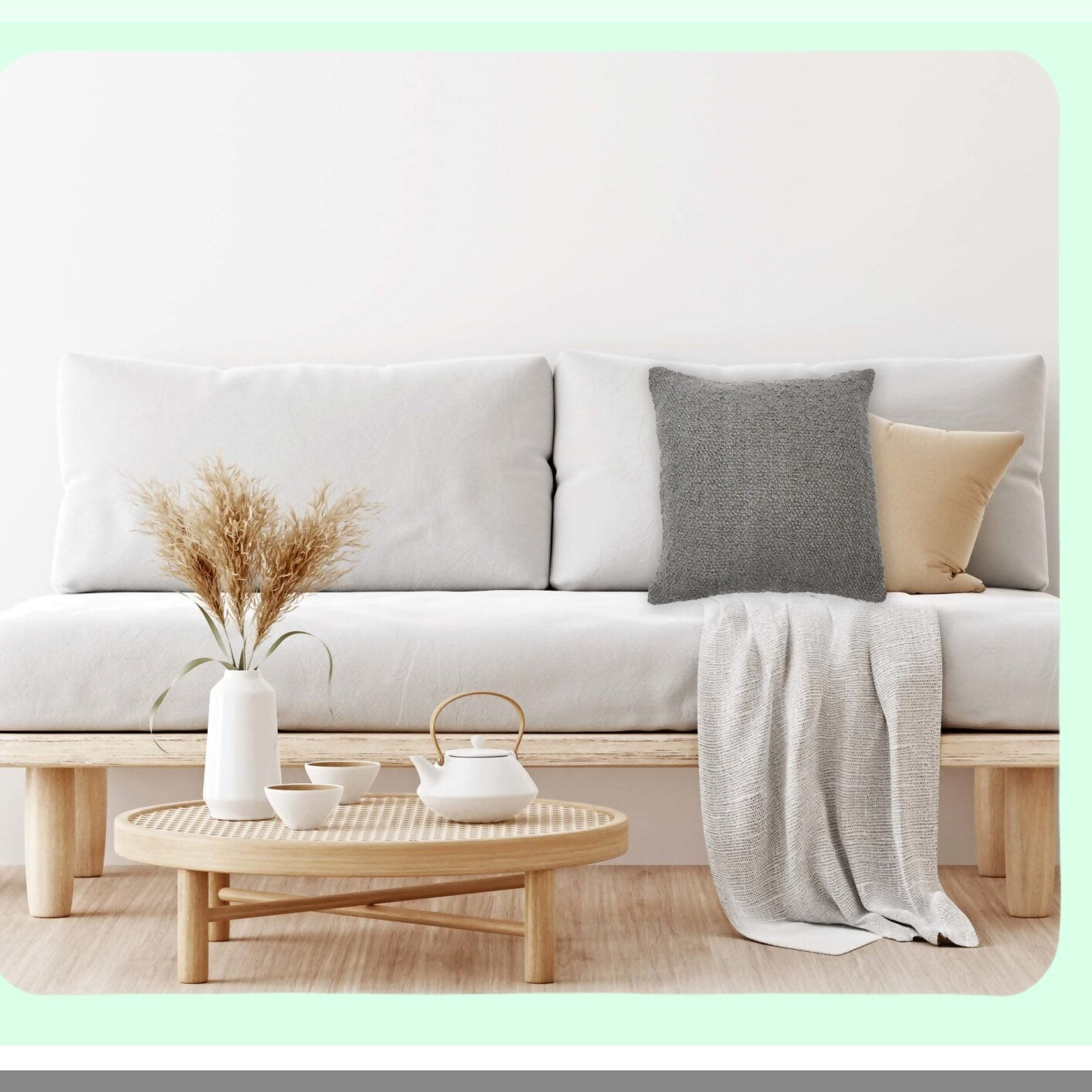 Boucle Cotton Square Pillow Cover - Decorative Grey Cushion Case for 20x20 Inch Pillows - Soft and Stylish Home Decor Accent