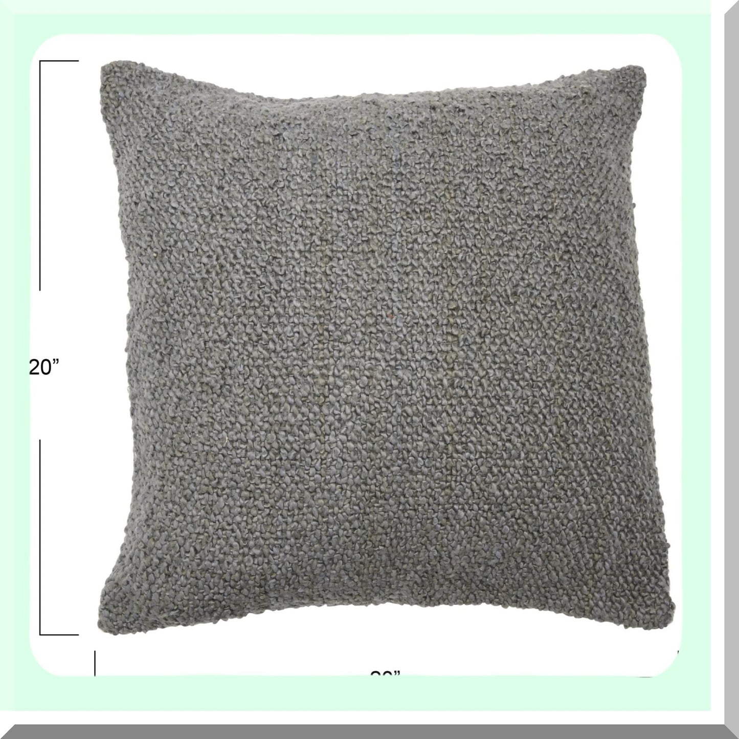 Boucle Cotton Square Pillow Cover - Decorative Grey Cushion Case for 20x20 Inch Pillows - Soft and Stylish Home Decor Accent