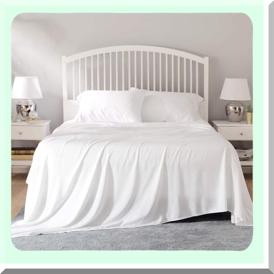 CoolMax Comfort 4-Piece Bedding Set - White - Cooling, Breathable, Soft - 100% Cotton - Fitted Sheet, Flat Sheet, Pillowcase - King/Queen/Full/Twin