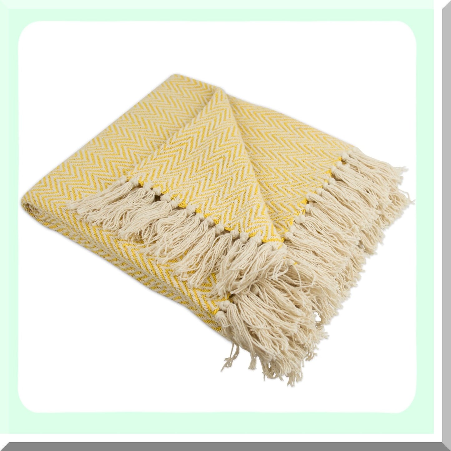 Marigold Handloomed Chevron Cotton Throw Blanket, 50x60