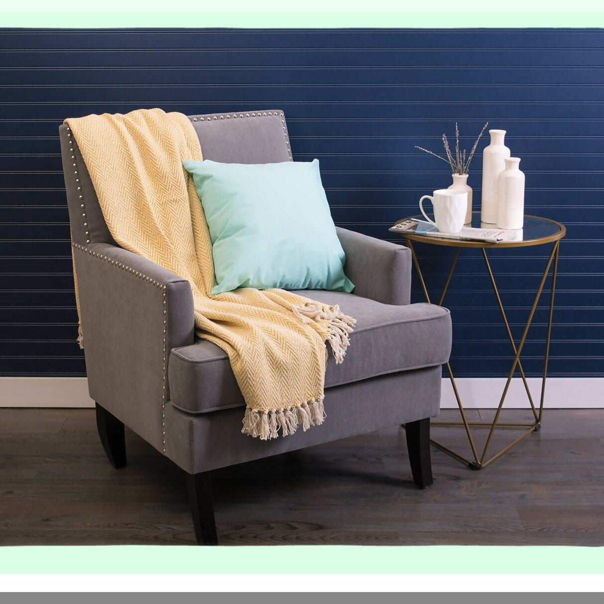 Marigold Handloomed Chevron Cotton Throw Blanket, 50x60