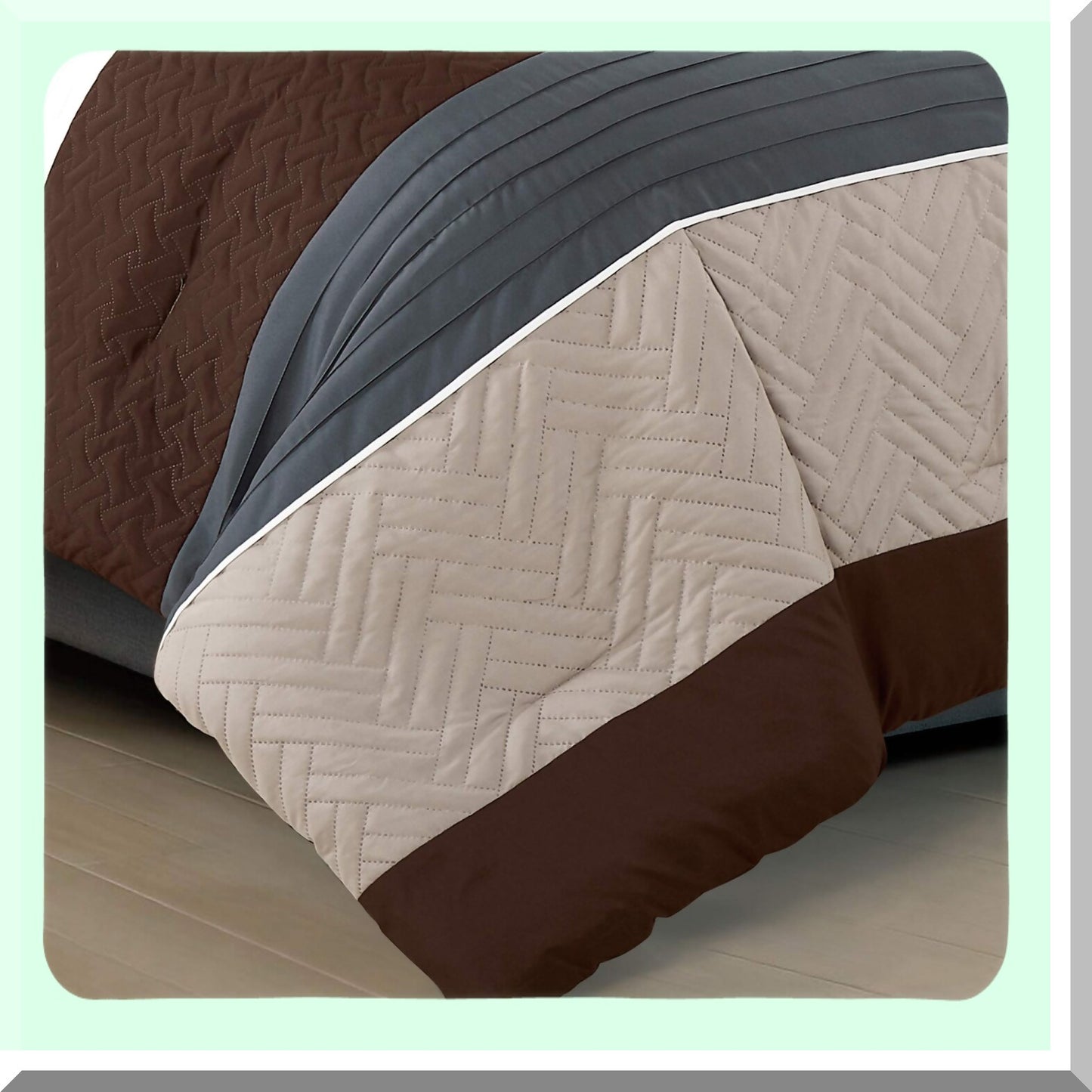 Luxury Comfort Twin Bedding Set - Modern Design 2 Piece Comforter Set in Multicolor Grey, Coffee Brown, and Beige Taupe. All Season Down Alternative Bedding Decor for a Cozy Night's Sleep - Leni Twin