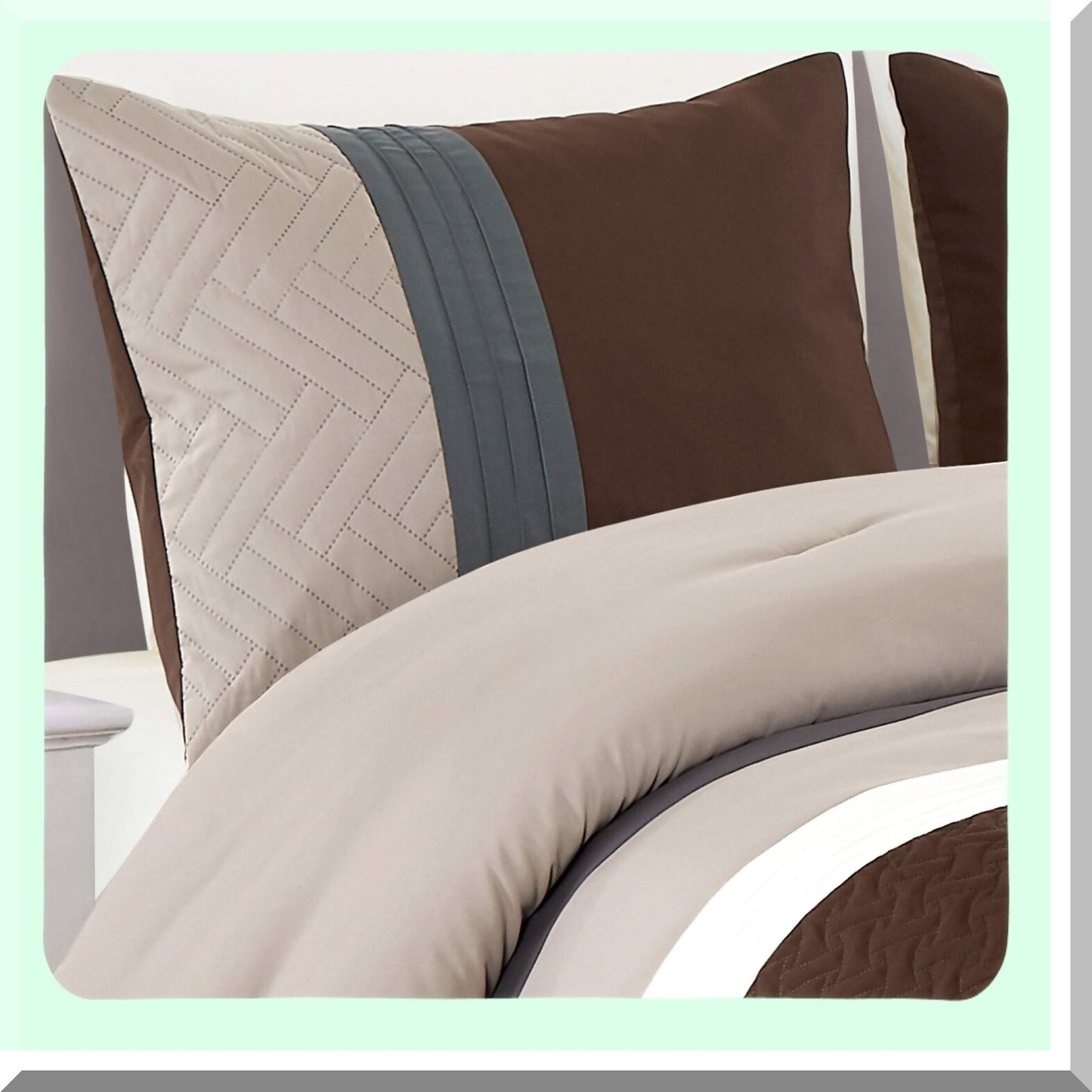 Luxury Comfort Twin Bedding Set - Modern Design 2 Piece Comforter Set in Multicolor Grey, Coffee Brown, and Beige Taupe. All Season Down Alternative Bedding Decor for a Cozy Night's Sleep - Leni Twin