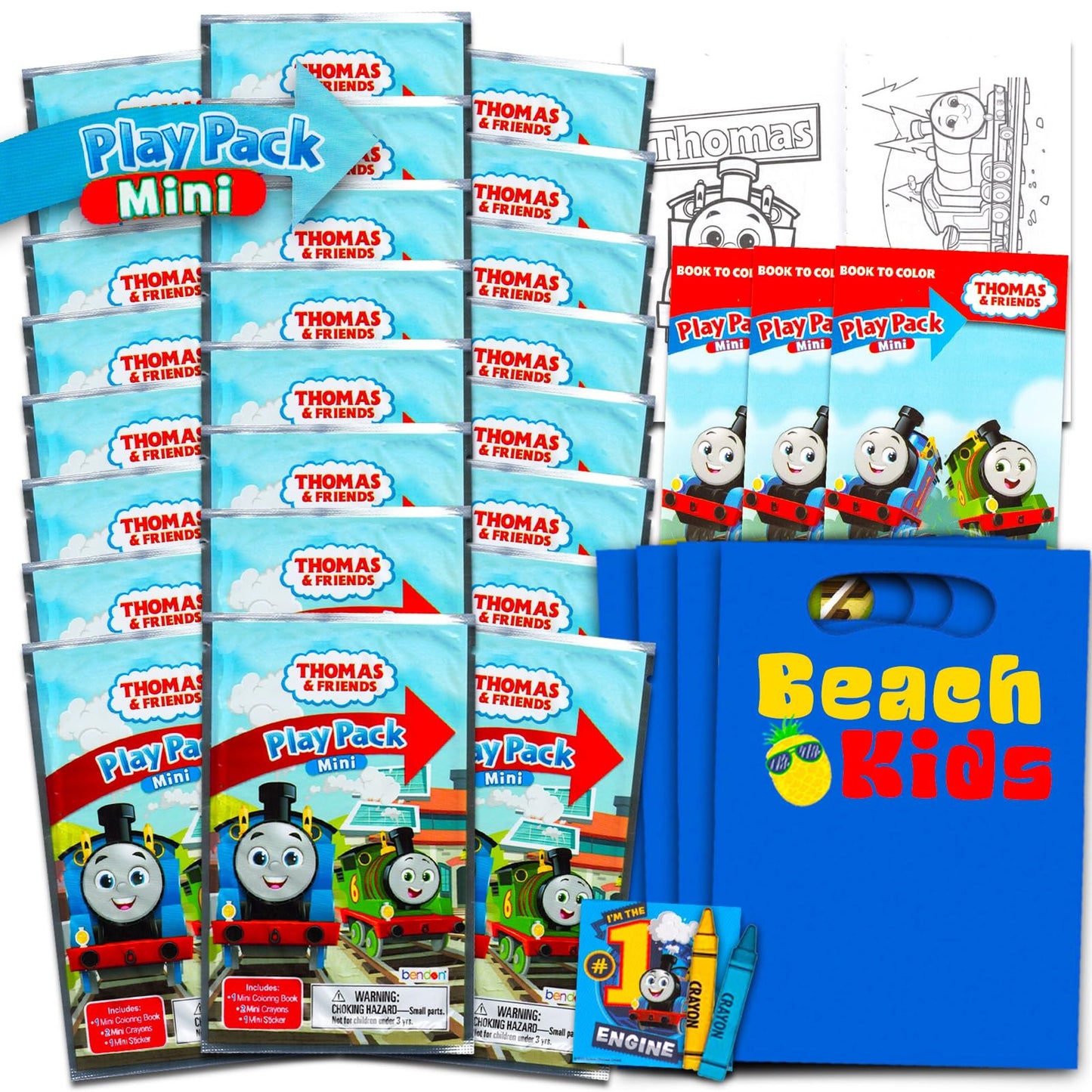 Thomas Friends Mini Party Pack - 24 Grab n Go Play Packs with Coloring Pages, Stickers, Birthday Party Supplies for Kids - Fun Favors Set
