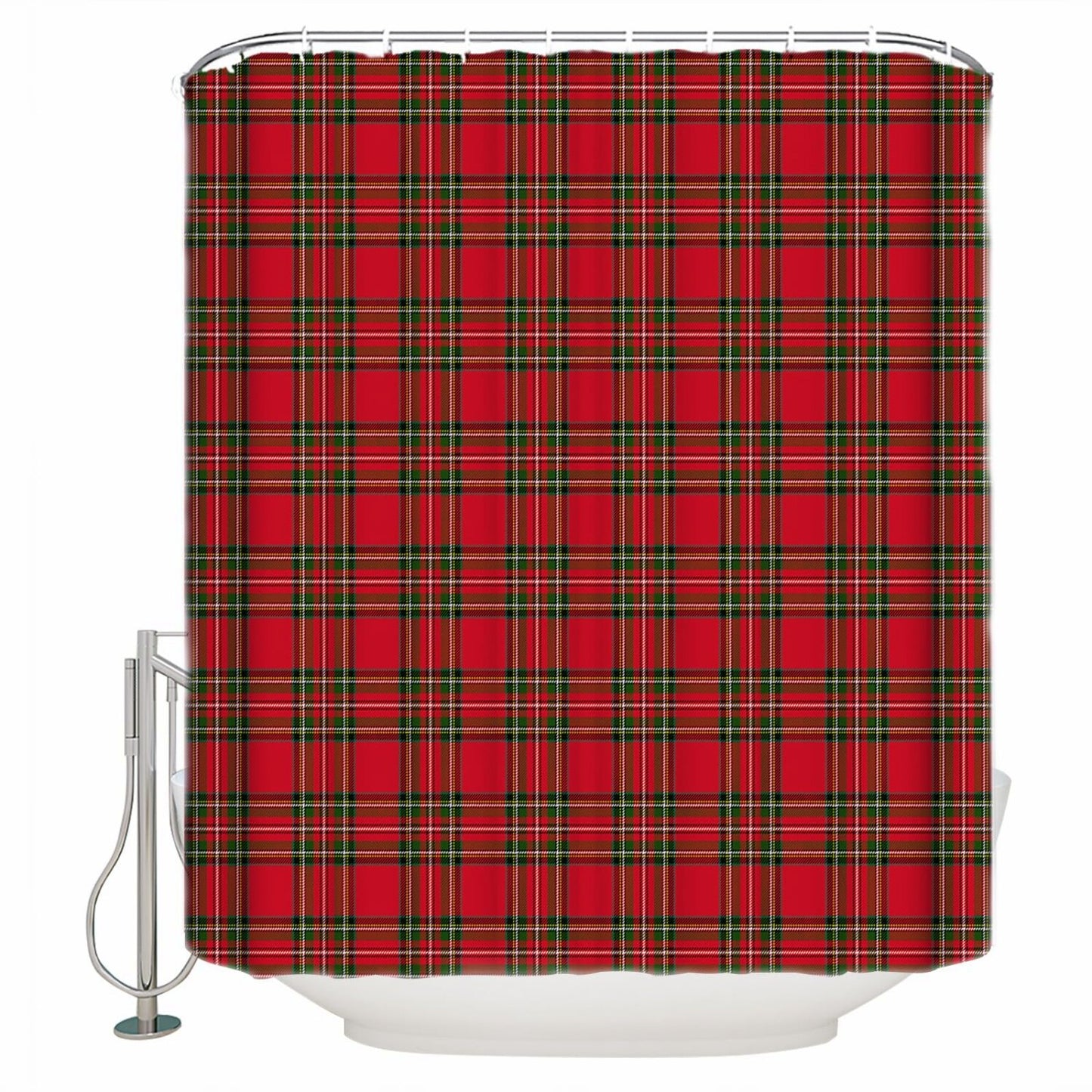 Red and Green Buffalo Plaid Shower Curtain 72" x 78"