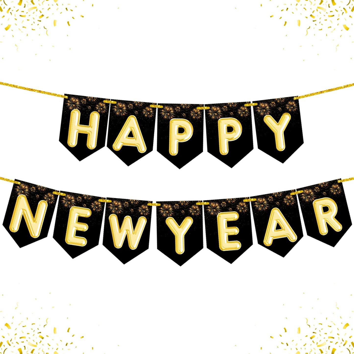 Shiny Happy New Year Banner 2024 for Party Decorations