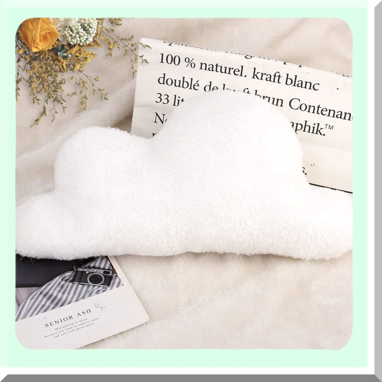 Cloudscape Comfort Cushion - White Cloud Shaped Throw Pillow for Waist and Back Support, Ideal for Bedroom, Office, and Car Decor, 15 X 8.7 Inches