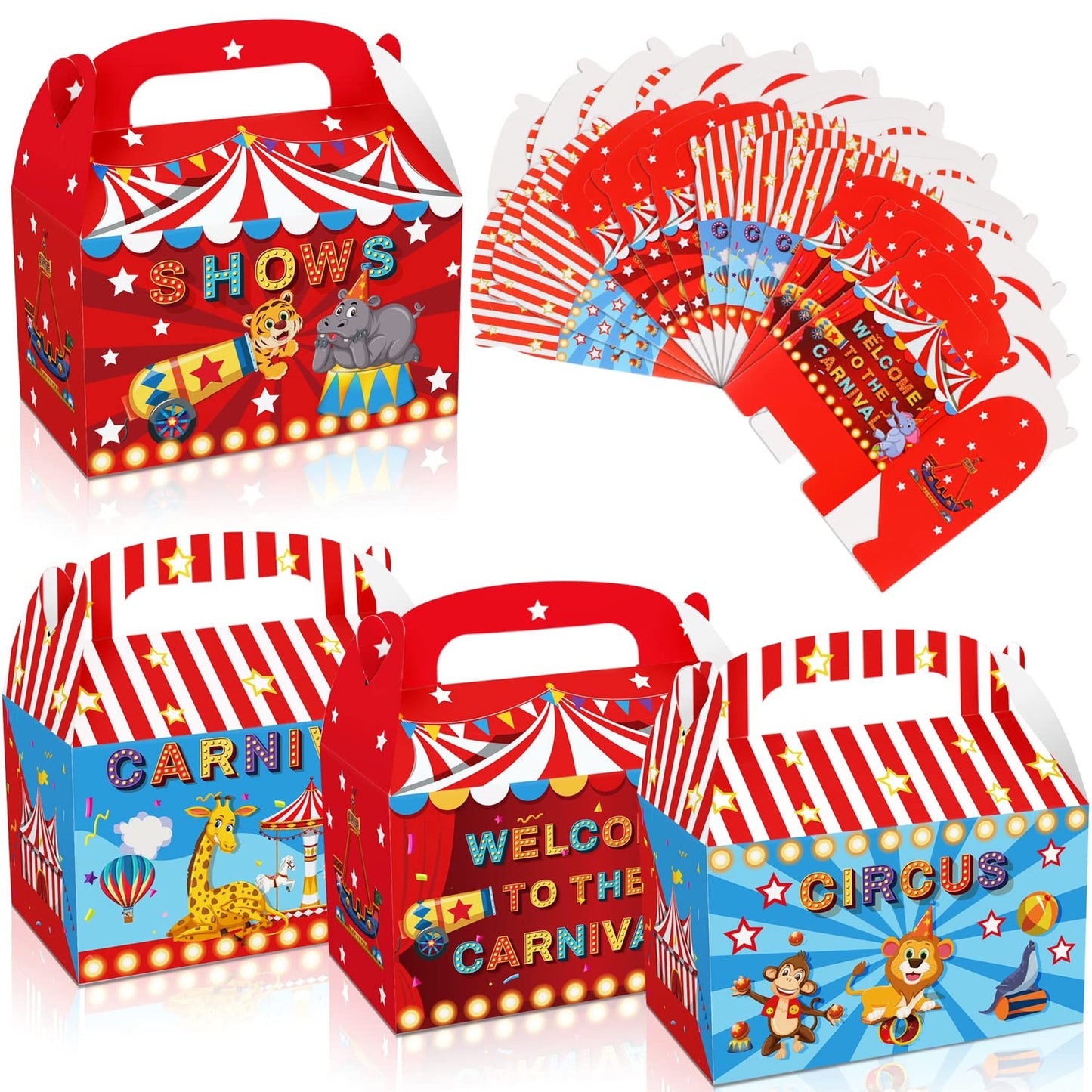 Circus Fun Party Pack - 12-Piece Theme Decorations & Treat Boxes for Boys, Girls, Baby Showers. Birthday Supplies & Gift Bags Included!