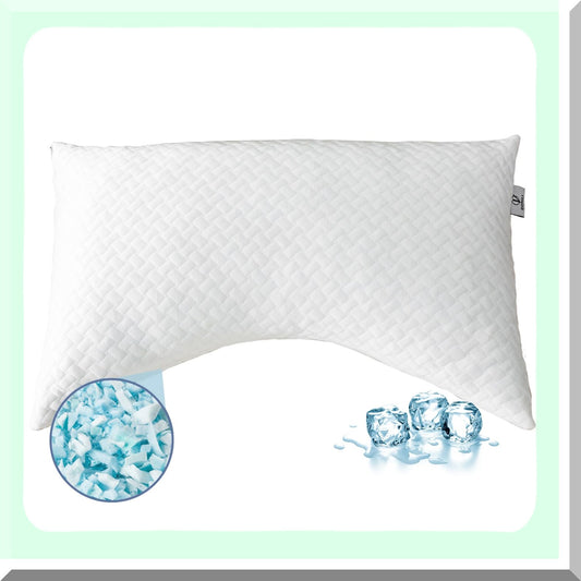 CoolGel Side Sleeper Memory Foam Pillow - Adjustable Queen Size 20 x 30 inches - Cooling Bed Pillow for Back and Side Sleep - Washable Removable Cover