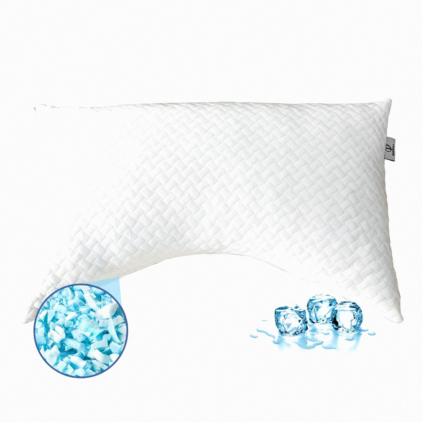 CoolGel Side Sleeper Memory Foam Pillow - Adjustable Queen Size 20 x 30 inches - Cooling Bed Pillow for Back and Side Sleep - Washable Removable Cover