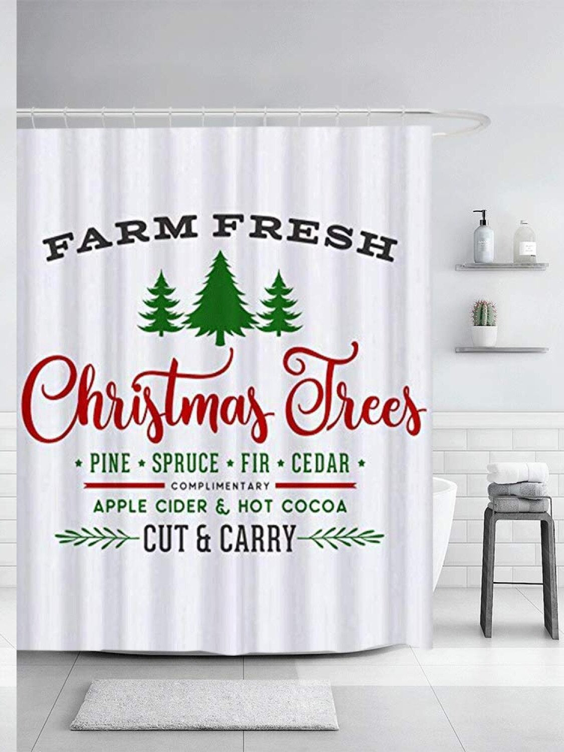Farmhouse Waterproof Polyester Shower Curtain 60x72, 66x72, 72x72