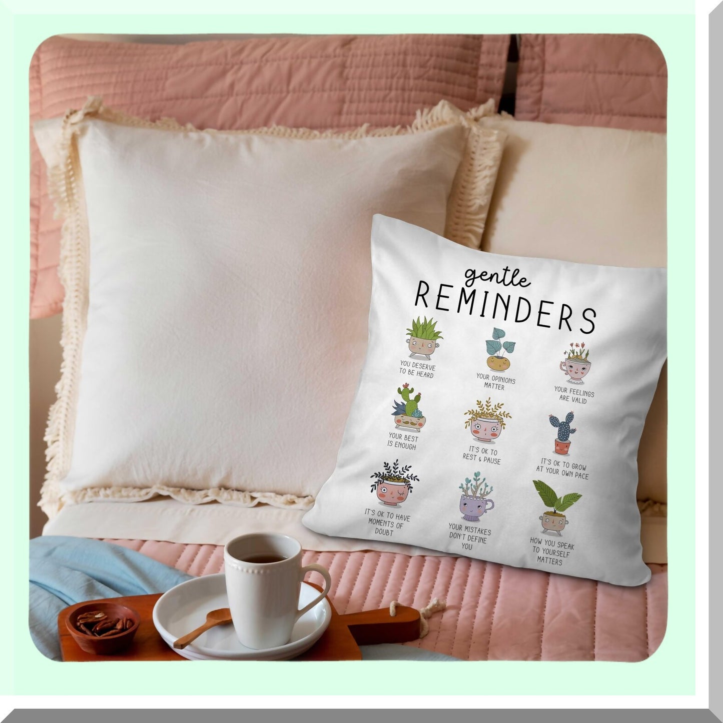 CalmMind Reminder Pillow Cover - Mental Health Gift for Kids & Counselors - Decorative 18x18 Inch Throw Pillow for School & Office Therapy Spaces