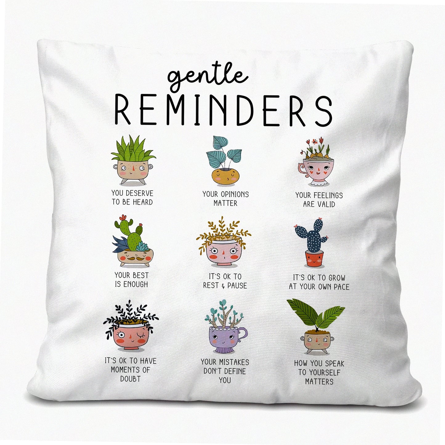 CalmMind Reminder Pillow Cover - Mental Health Gift for Kids & Counselors - Decorative 18x18 Inch Throw Pillow for School & Office Therapy Spaces