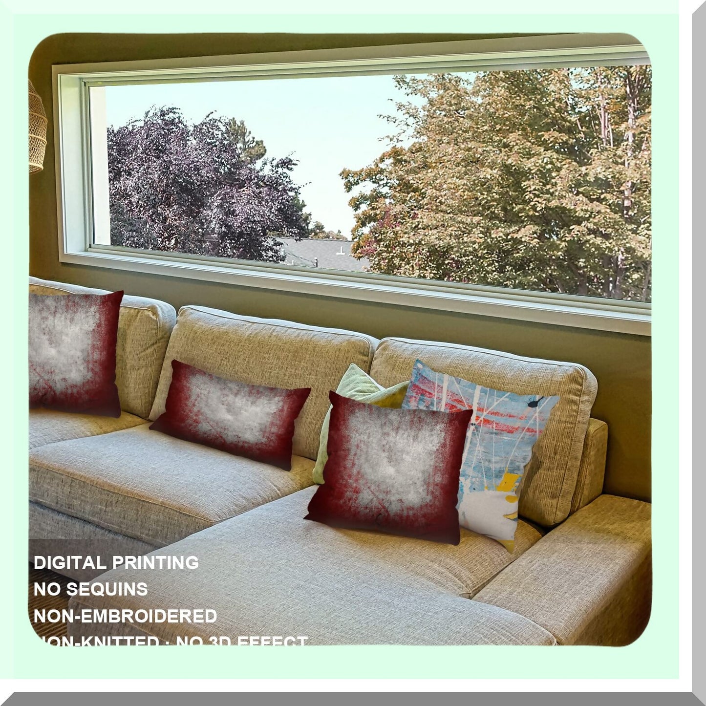 Abstract Tie Dye Decorative Pillow Cover Set - Modern Art Lumbar Pillowcase for Bedroom & Living Room - Grey & Dark Red Linen Blend - 12 x 20 in - Set of 2