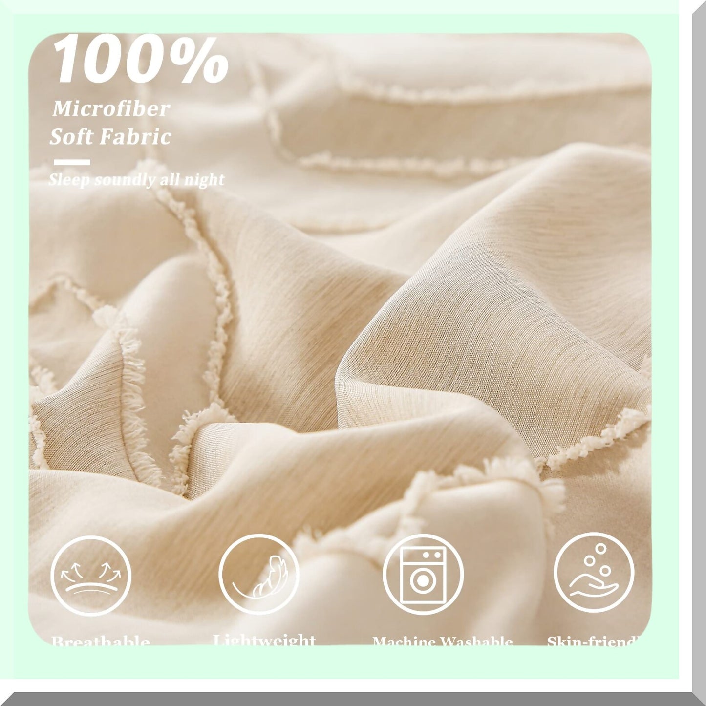 Beige Boho Bliss 7-Piece Comforter Set - Full Size Bedding Bundle with Tufted Comforter, Sheets, and Microfiber Fabric - All Season Softness and Style