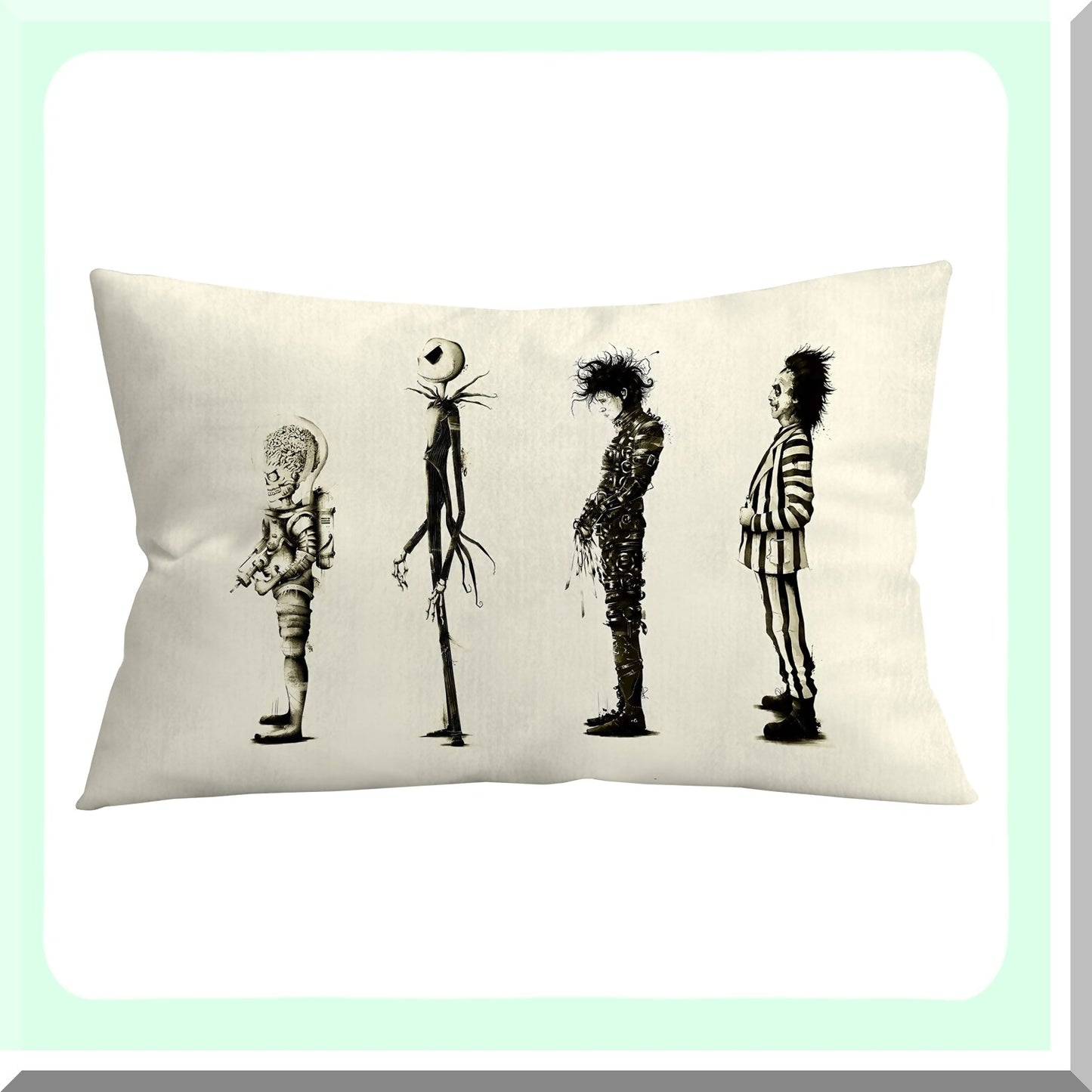 Gothic Macabre Art Decor Pillowcase - Dark Romance Throw Pillow Cover - Couples' Anniversary Wedding Gift - Gothic Yard Garden Home Decor - 12x20 inch Movie Theme Pillow