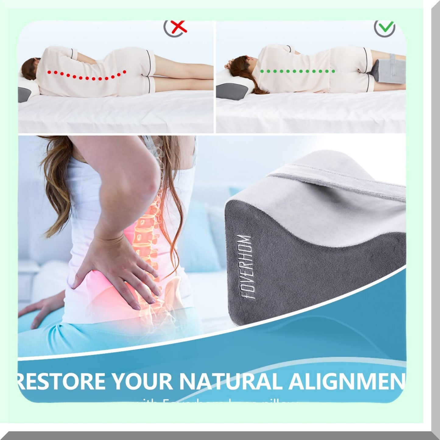OrthoRelief Memory Foam Knee Pillow - Sciatica & Back Pain Relief for Pregnancy, Leg & Hip Pain - Orthopedic Leg Pillow for Comfort & Support