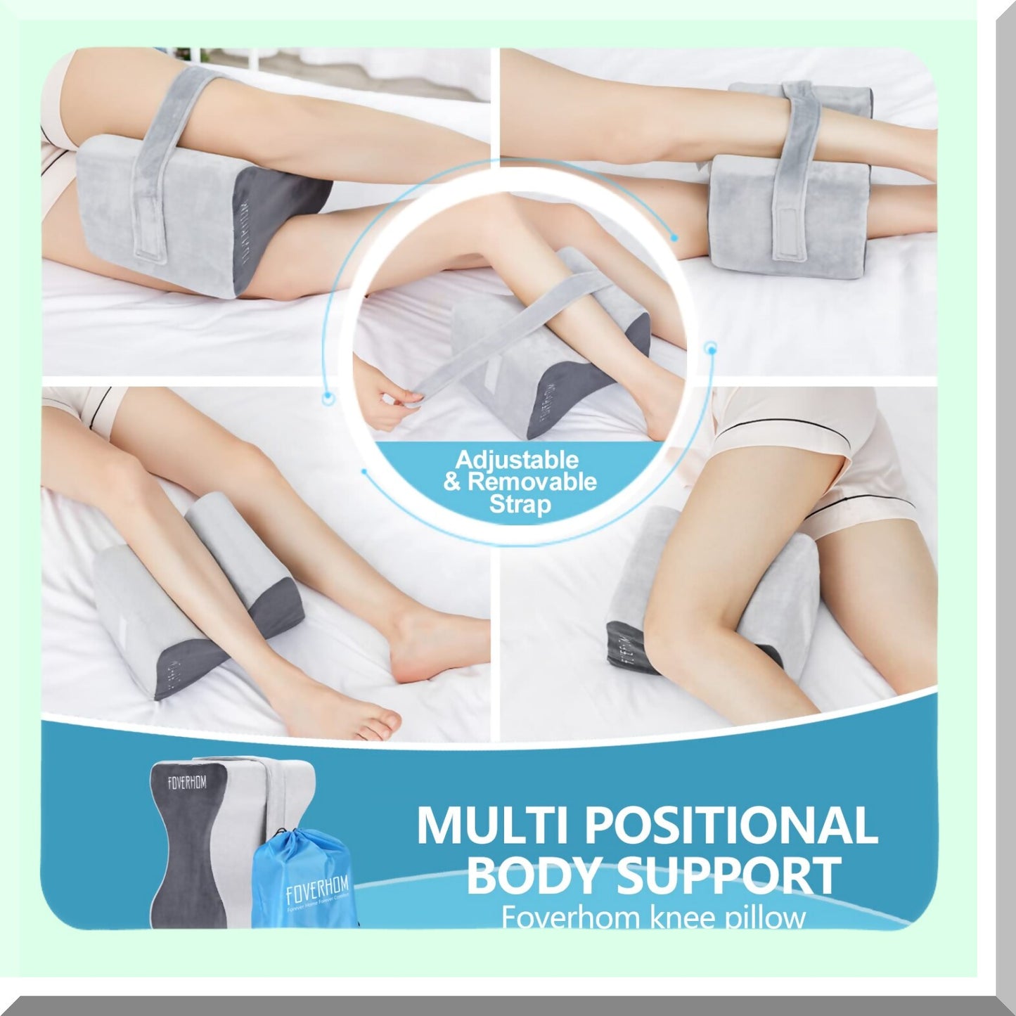 OrthoRelief Memory Foam Knee Pillow - Sciatica & Back Pain Relief for Pregnancy, Leg & Hip Pain - Orthopedic Leg Pillow for Comfort & Support