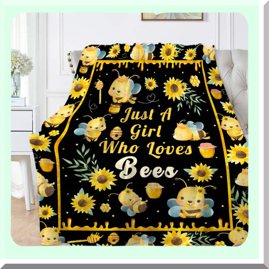 BeeLuxe Cozy Flannel Throw - Soft, Lightweight Blanket for Couch, Bed, or Sofa - Perfect Bee Gifts for Women - Large 80x60in Bee Decor