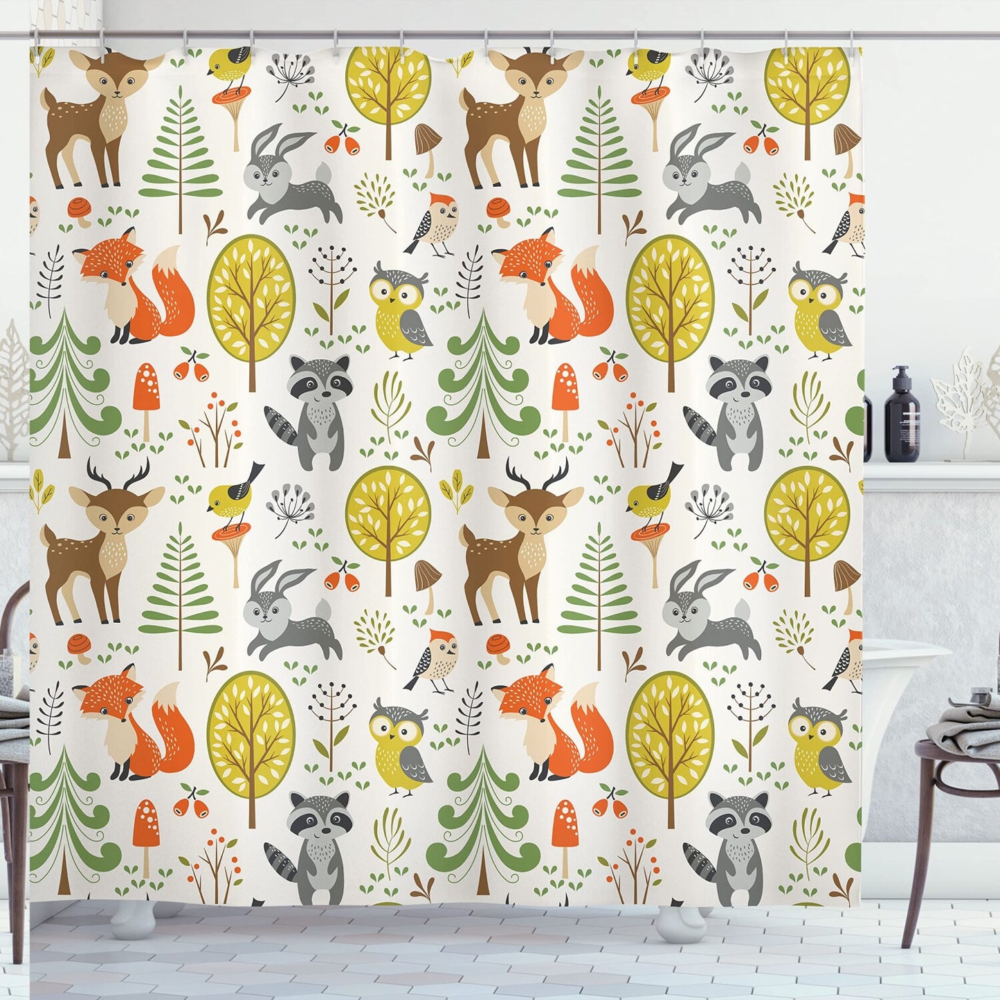 Animals Woodland Forest Shower Curtain 69x70 Inches