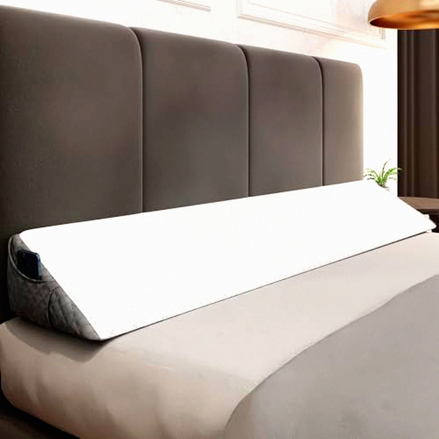 Stylish Jacquard Velvet Headboard Wedge Pillow - Modern Chic Bed Gap Filler for Twin Size Mattress - Stylish Wedge Pillow for Headboard