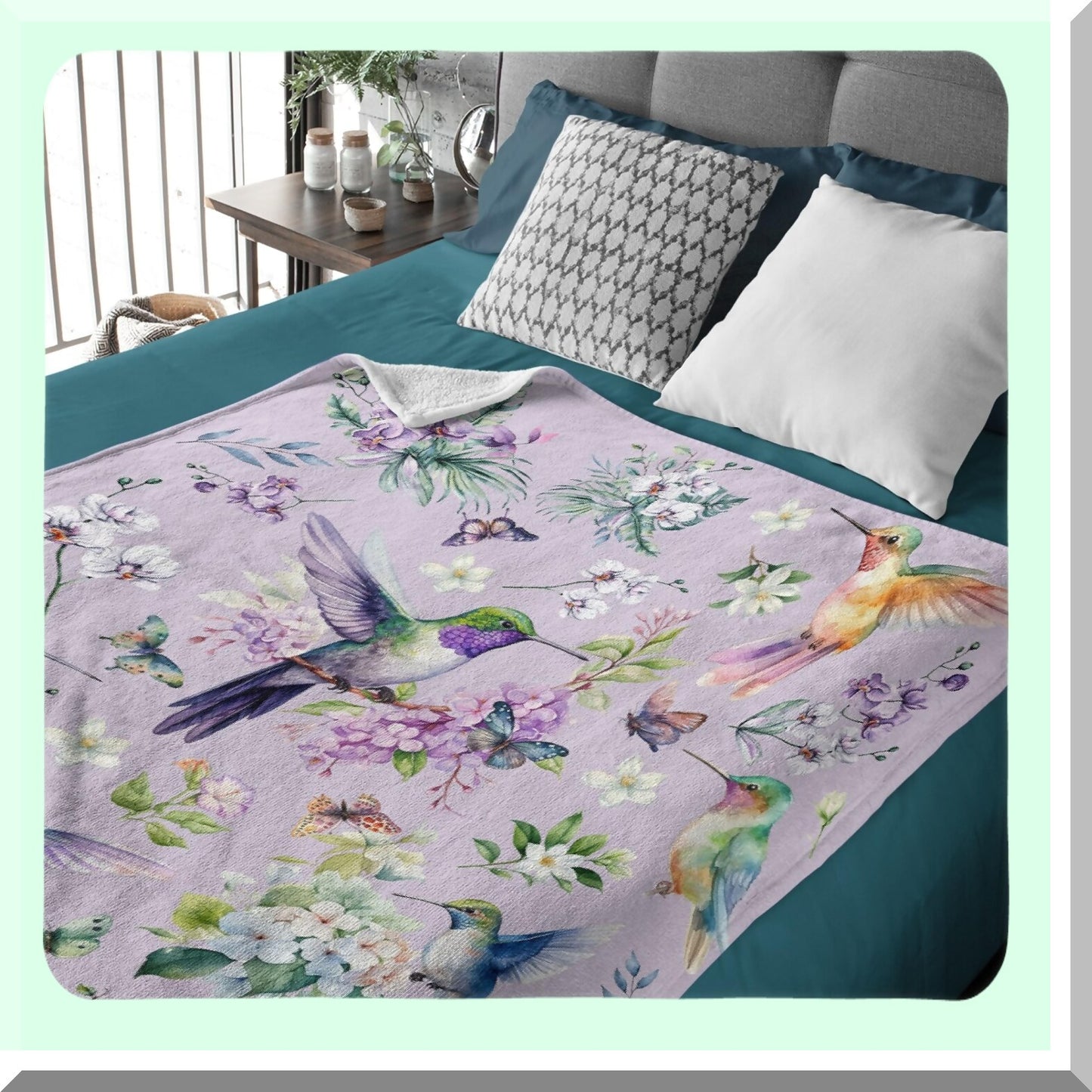 CozyNest Hummingbird Flannel Throw - Ultra Soft, Lightweight, All-Season Blanket, Perfect Gift for Pets, 40"x30""