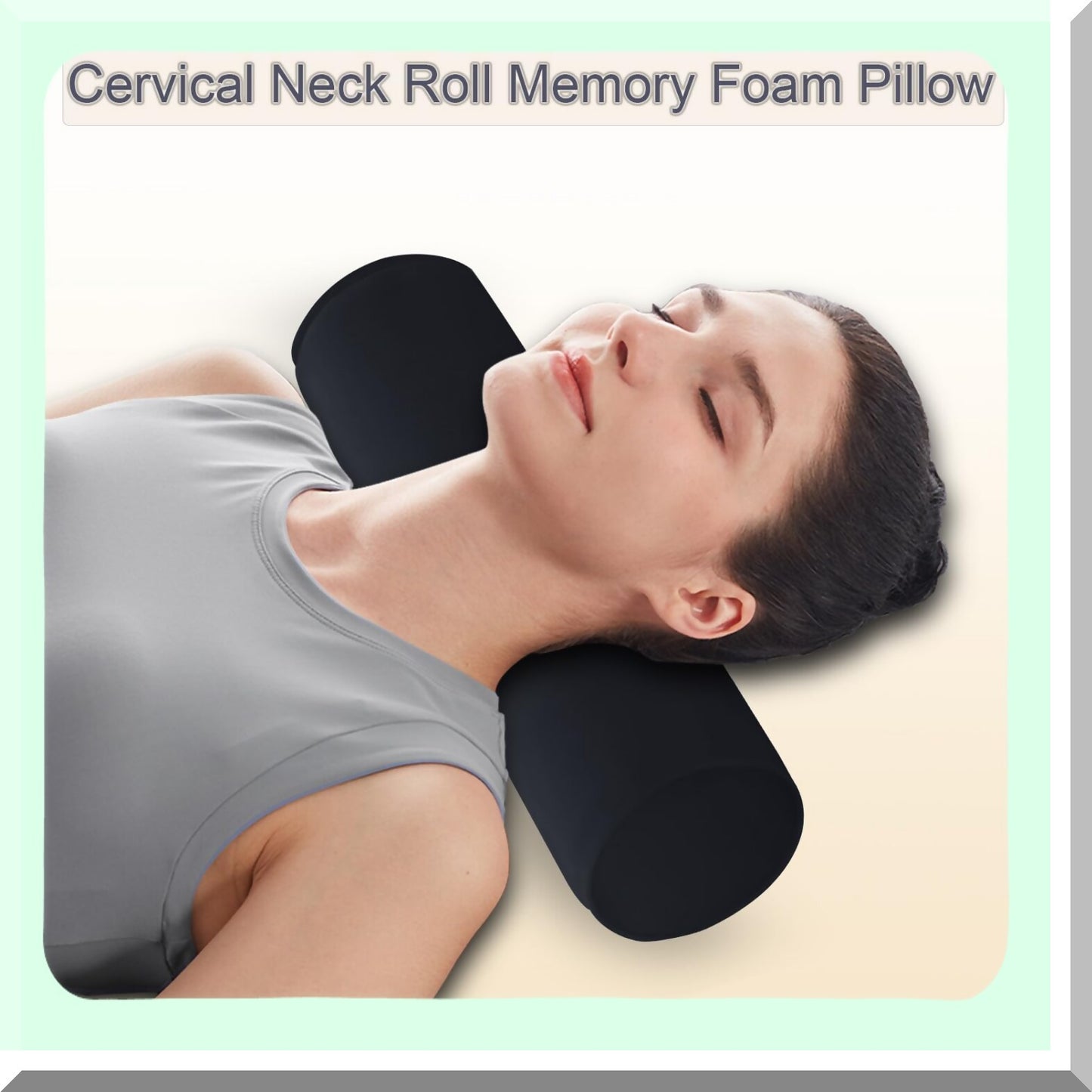 OrthoComfort Cervical Support Pillow - Memory Foam Roll Bolster for Neck Pain Relief - Ergonomic Cylinder Pillow for Bed, Car, Office - Washable Cover - Black - 4" x 17"
