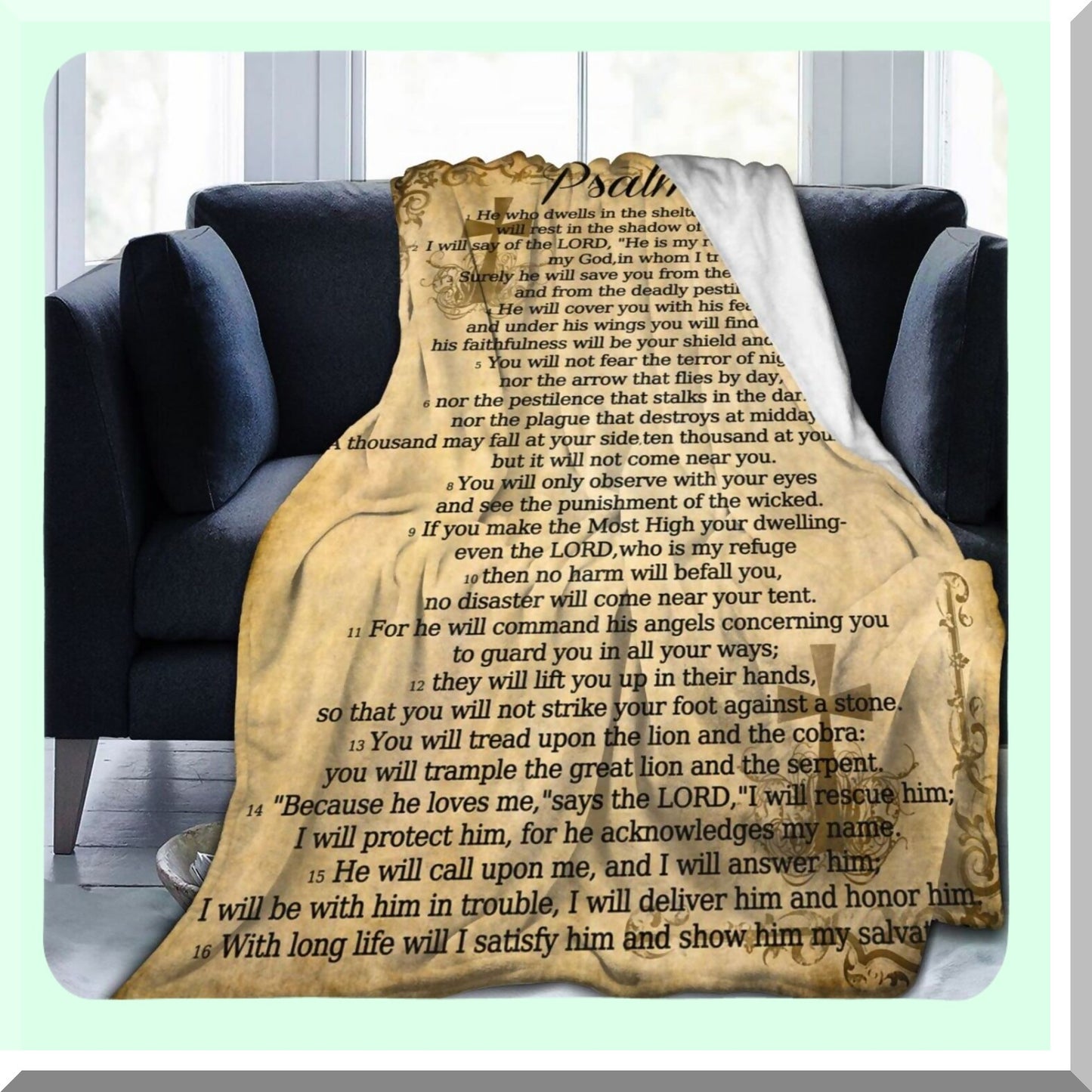 FaithShield Psalm 91 Cozy Throw - Soft, Lightweight, and Warm Religious Blanket for Women and Men