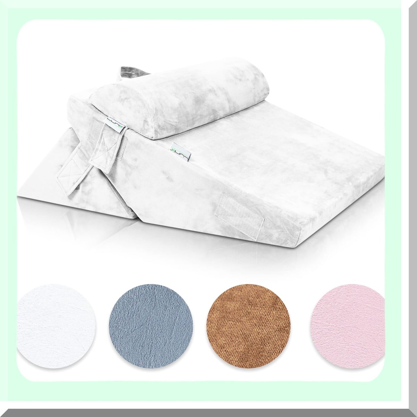 White Plush Wedge Pillow Cover Set - 3pcs Replacement for LX6 Foam, Soft and Cozy, Breathable Fabric, Easy to Clean, Zipper Closure, Hypoallergenic