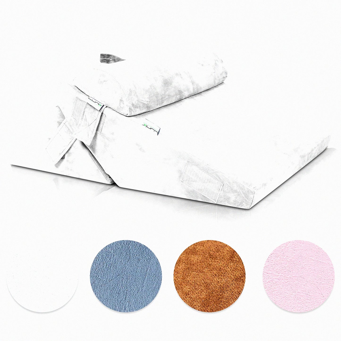 White Plush Wedge Pillow Cover Set - 3pcs Replacement for LX6 Foam, Soft and Cozy, Breathable Fabric, Easy to Clean, Zipper Closure, Hypoallergenic