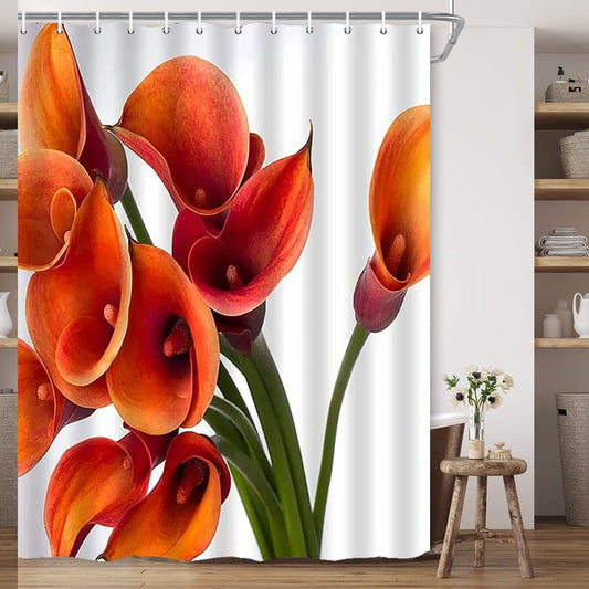 Orange Flower Shower Curtain 70x70 Inches
