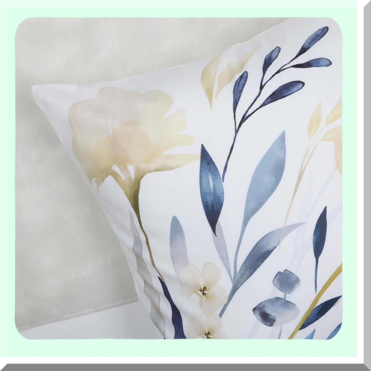 Floral Velvet Pillow Covers - Yellow Blue Flower Decor - Soft Cushion Cases - Couch Sofa Bed Home Decor Set - Watercolor Throw Pillows 18x18 - Pack of 2