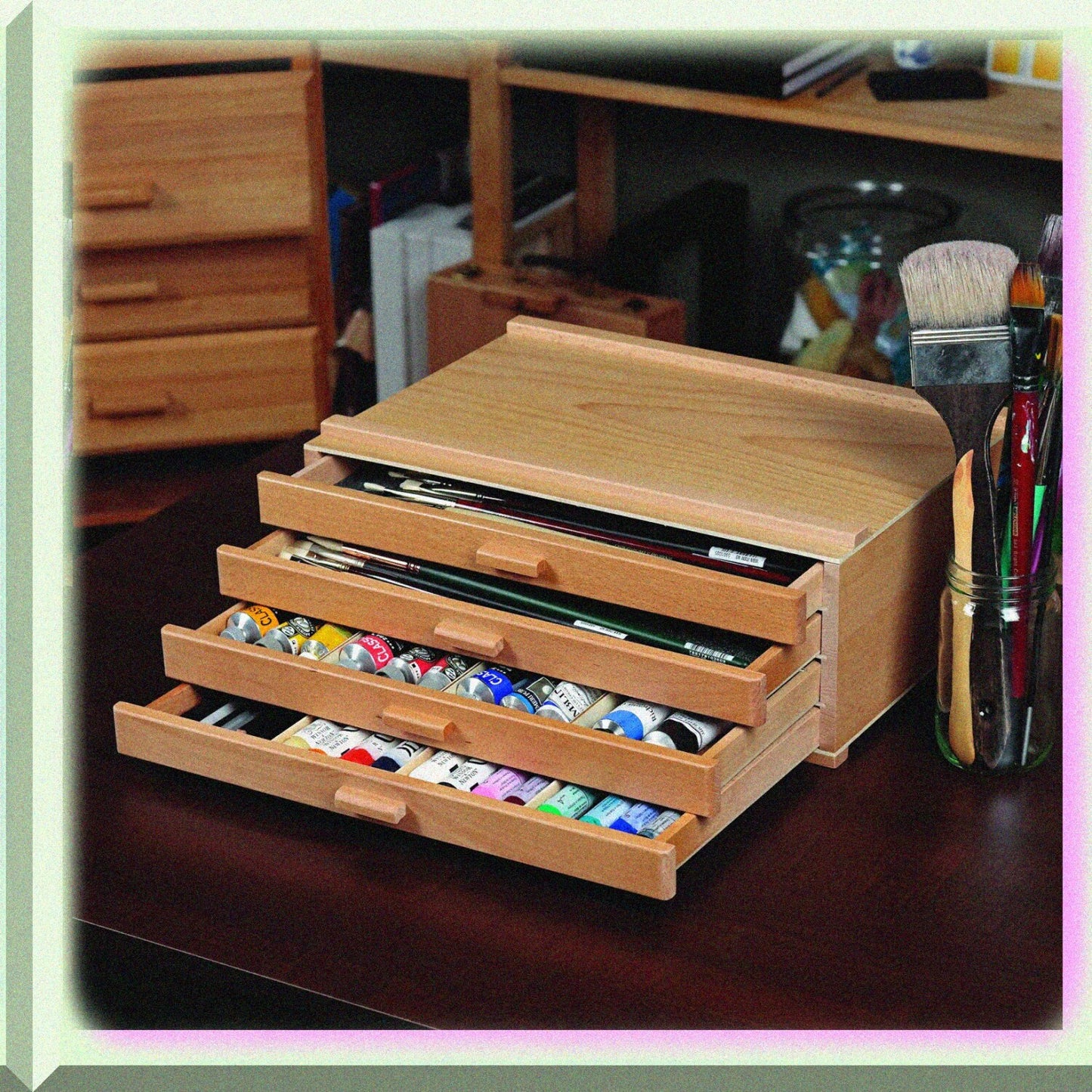 Artists Storage Chest 4-Drawer Birch Finish