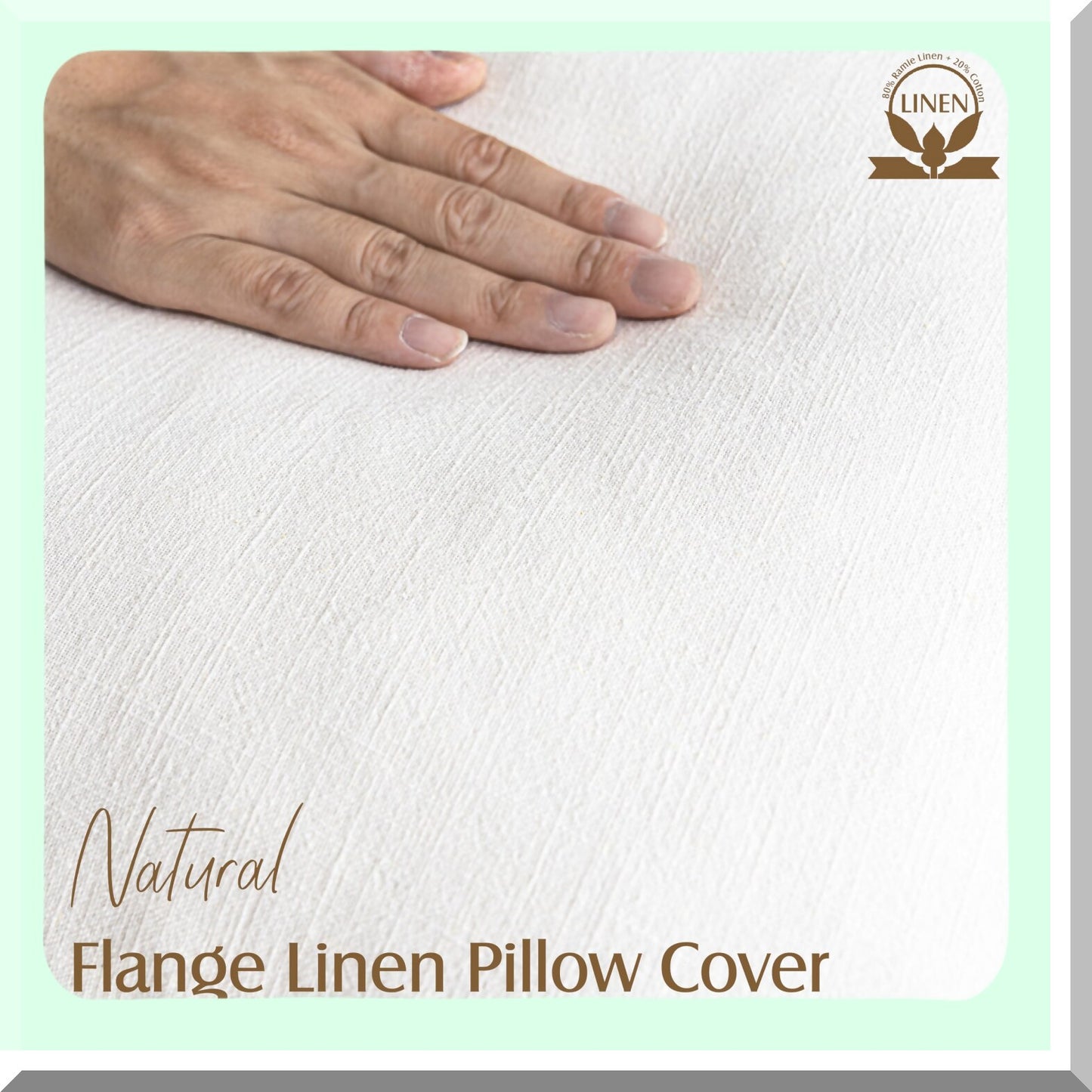 Boho Farmhouse Linen Pillow Covers - Set of 2 Soft Accent Cushion Cases for Chair Couch Sofa - Neutral Home Decor 18x18 Cream White