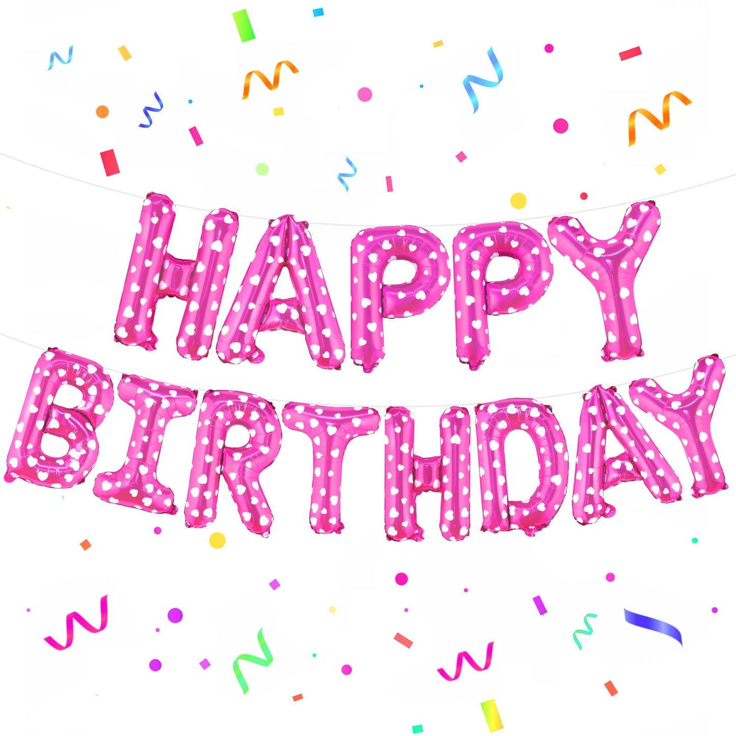 Pink Dots Birthday Set - 16" Banner & Balloon Kit for Women's Birthday Party Decorations. Celebrate with Pink Happy Birthday Decorations & Party Supplies!