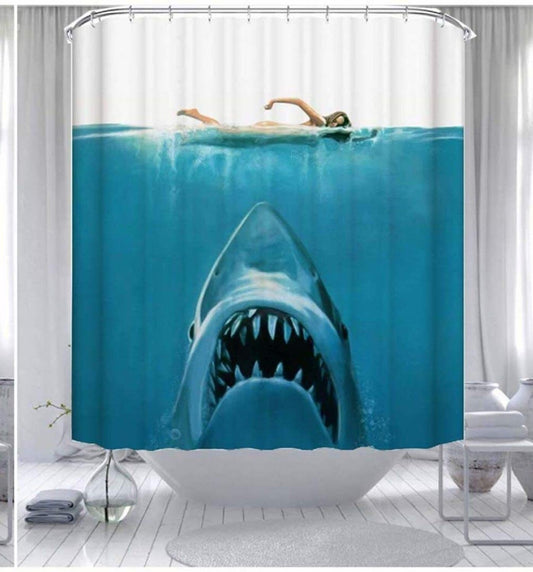Ocean Shark Whale Waterproof Shower Curtain 71x71 inches