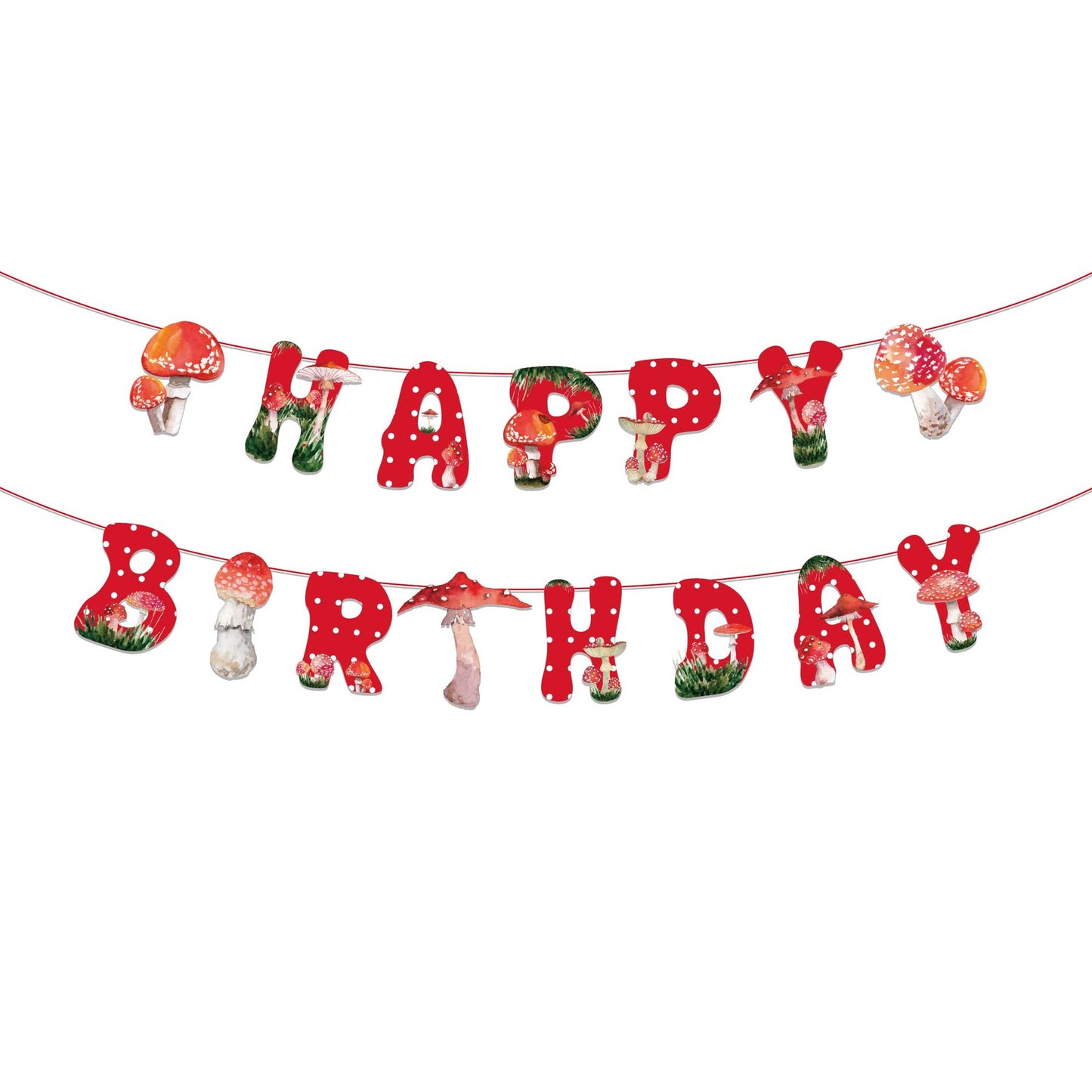 Mushroom Magic Birthday Banner - Watercolor Mushroom Theme for Boys, Girls, Kids Clroom, Baby Showers, 1st Birthday Party Decorations & Supplies