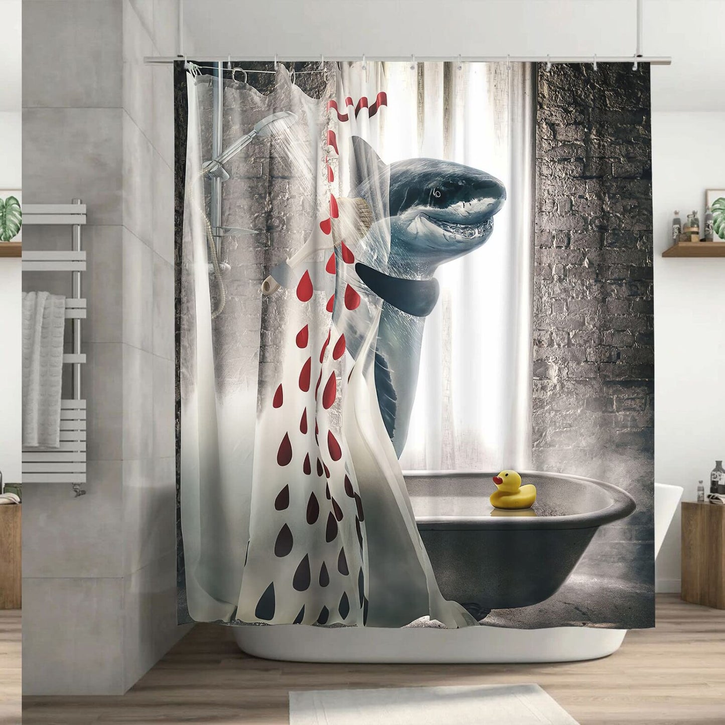 Funny Shark Bathing Shower Curtain 60x72 Inch