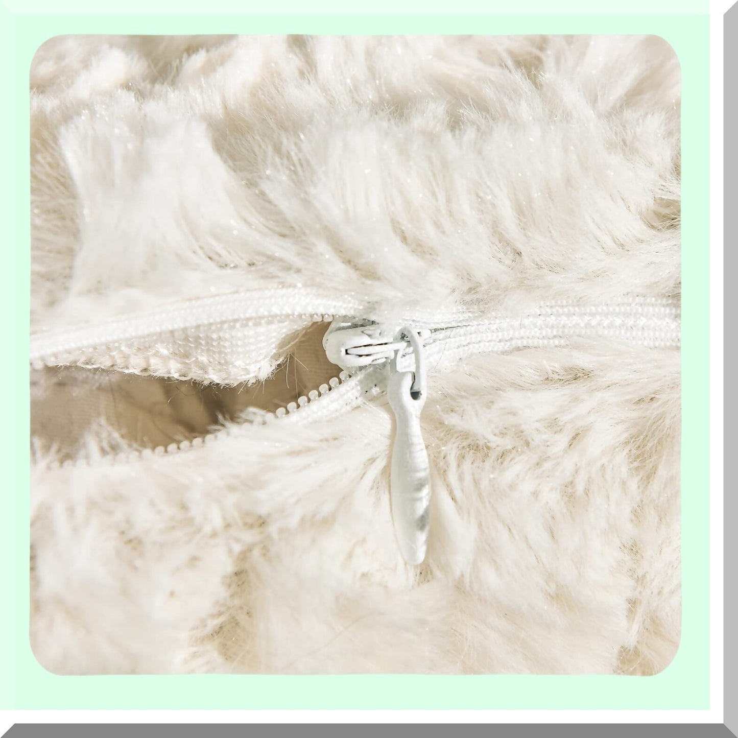 Boho Luxe Faux Fur Pillowcase Set - Plush Ivory Cushion Covers for Sofa & Bed - Cozy Fluffy Throw Pillow Shams - 18x18 Inch - Pack of 2